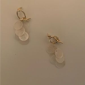 White translucent sea glass earrings